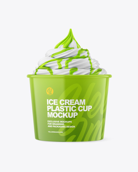 Ice Cream Glossy Cup w/ Topping Mockup