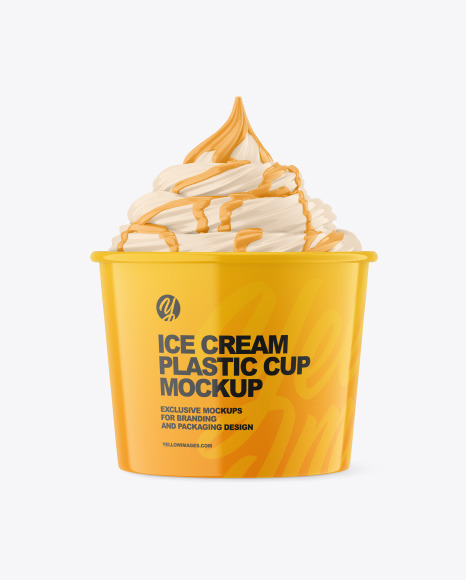 Ice Cream Glossy Cup Topping Mockup