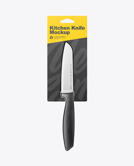 Сeramic Kitchen Knife with Blister Pack Mockup