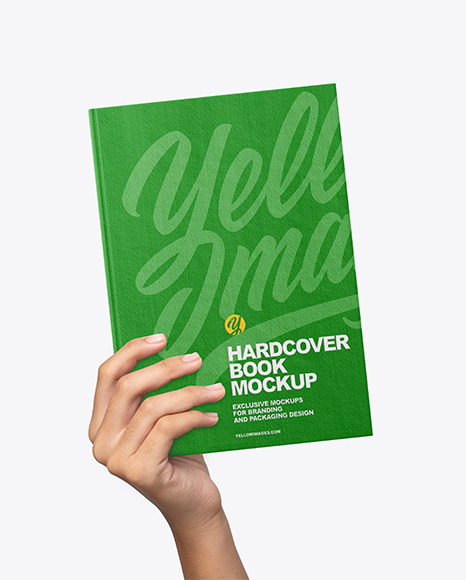 Fabric Hardcover Book in a Hand Mockup