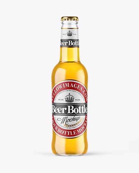 Clear Glass Lager Beer Bottle Mockup