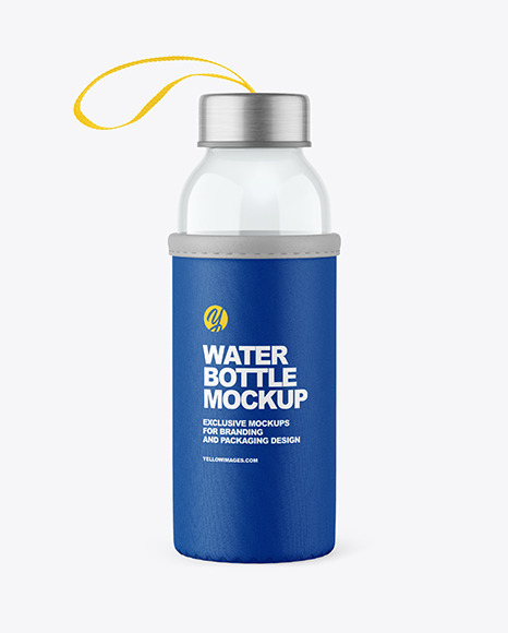 Glass Bottle with Pouch Mockup