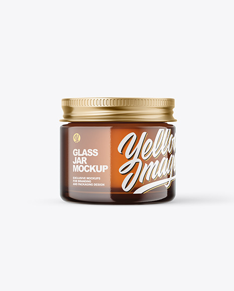60ml Amber Glass Jar w/ Metallic Cap Mockup