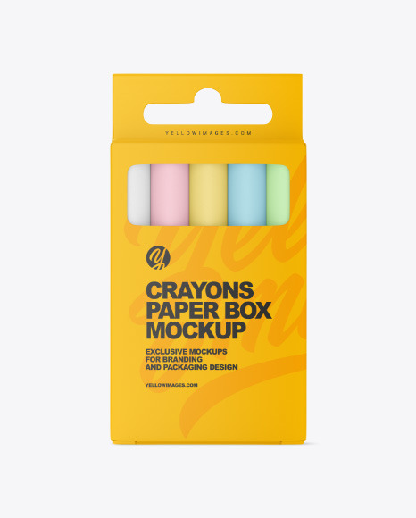 Paper Box w/ Crayons Mockup