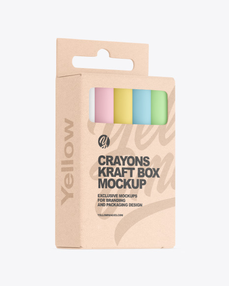 Kraft Box w/ Crayons Mockup