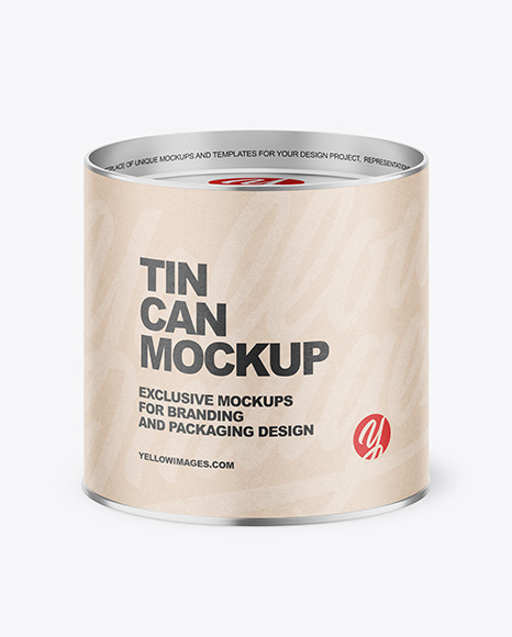 Tin Can with Kraft Label Mockup