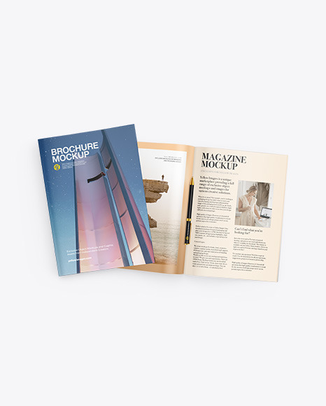 Two Magazines with Pen Mockup