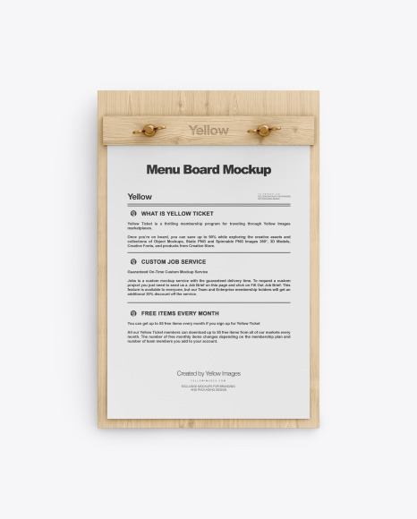 Wooden Menu Board Mockup