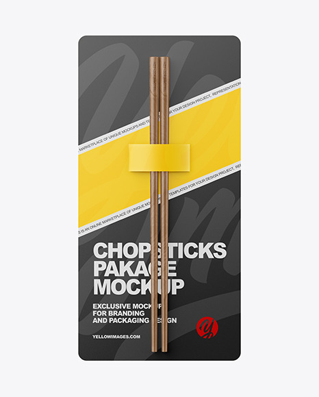 Wood Chopsticks in Matte Pack Mockup