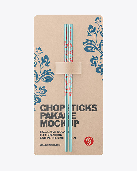 Metallic Chopsticks in Kraft Pack Mockup