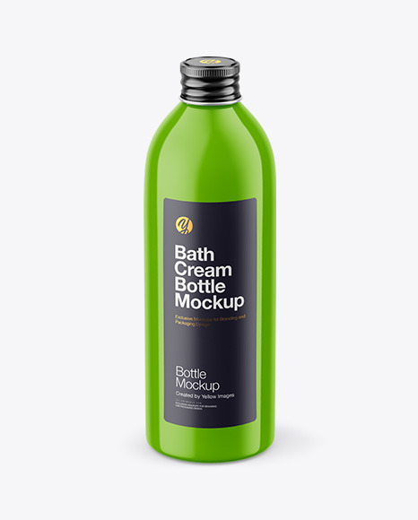 Glossy Bottle with Glossy Label Mockup