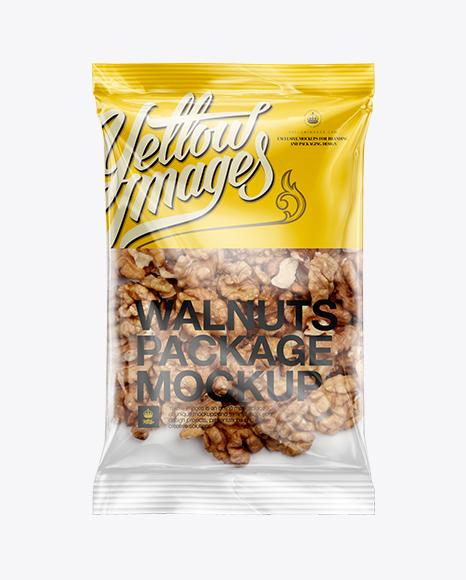 Clear Plastic Pack w/ Walnuts Mockup