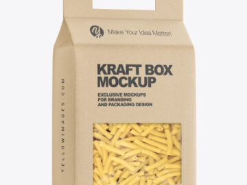 Kraft Box with Tortiglioni Pasta Mockup