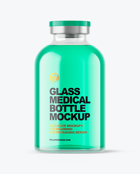 Clear Glass Medical Bottle Mockup