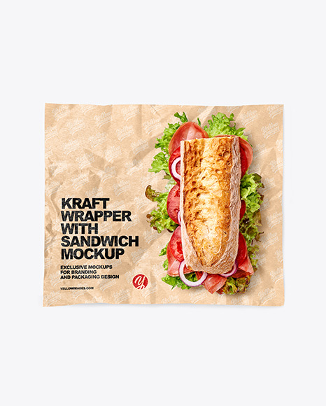 Papper Wrapper With Sandwih Mockup