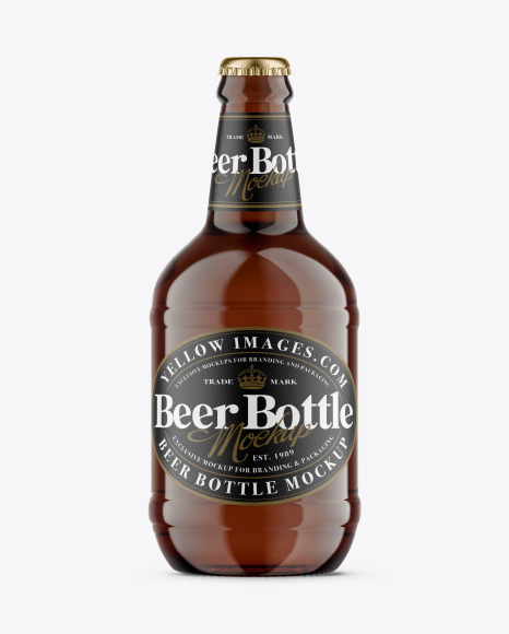 500ml Amber Glass Beer Bottle Mockup