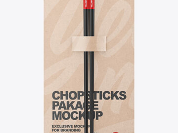 Matte Chopsticks in Kraft Pack Mockup