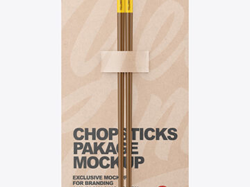 Gloss Chopsticks in Kraft Pack Mockup