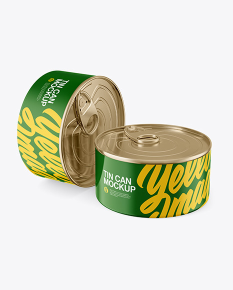 Two Glossy Tin Cans Mockup