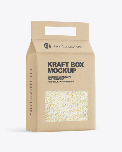 Kraft Box with Rice Mockup