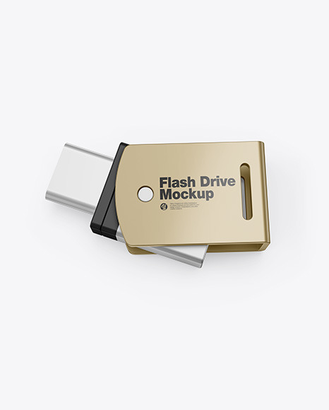 Metallic USB Type C Flash Drive Mockup