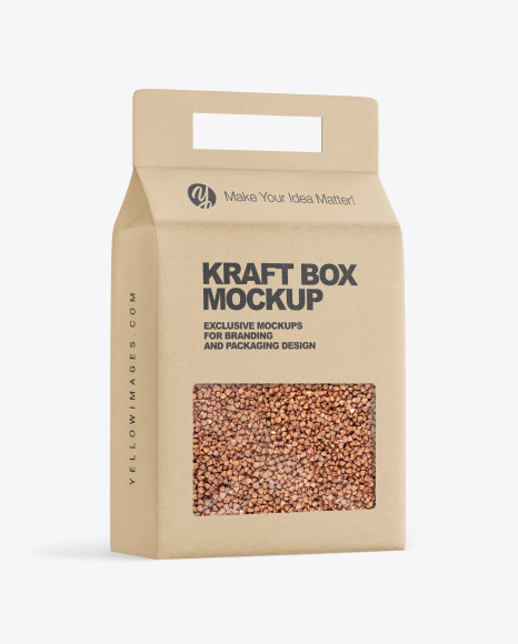 Kraft Box with Buckwheat Mockup
