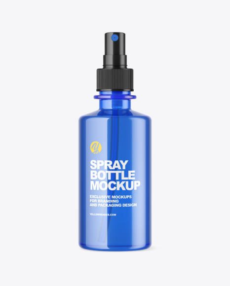 Blue Plastic Spray Bottle Mockup