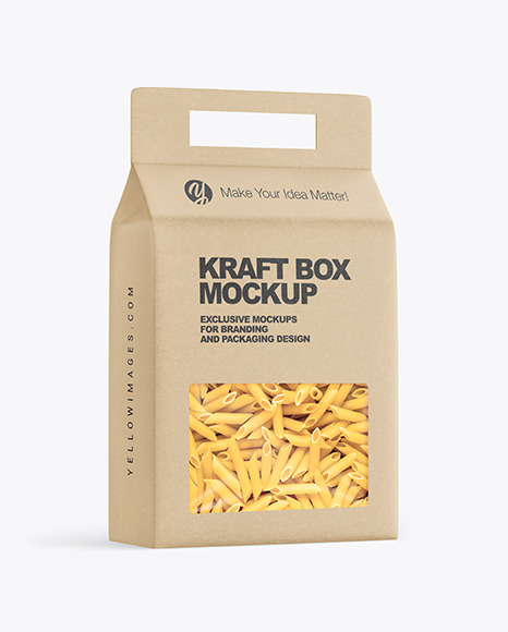 Kraft Box with Penne Pasta Mockup