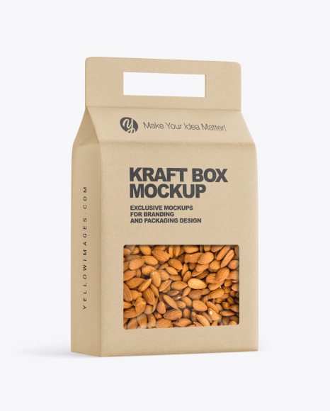 Kraft Box with Almond Nuts Mockup