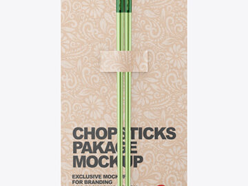 Gloss Metallic Chopsticks in Kraft Pack Mockup
