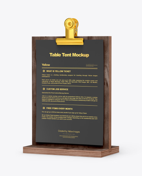 Plywood Table Tent w/Pin Mockup