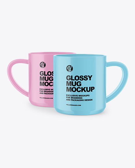 Two Glossy Mugs Mockup