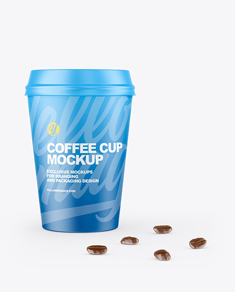 Cofee Cup With Beans Mockup