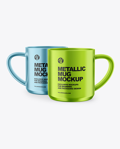 Two Metallic Mugs Mockup