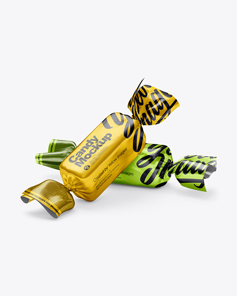 Candies in Metallic Wrapping Mockup