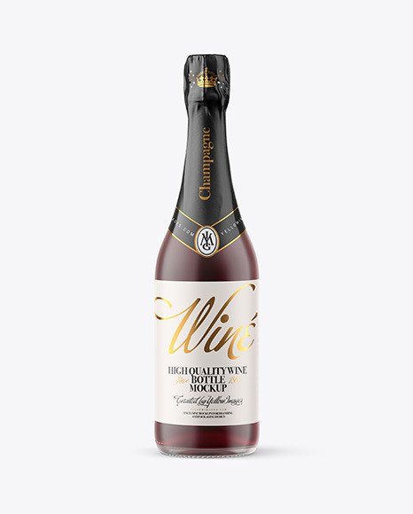 Frosted Glass Bottle with Red Champagne Mockup