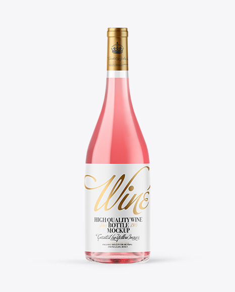 Clear Glass Pink Wine Bottle Mockup