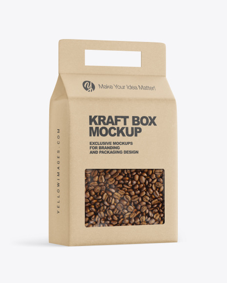 Kraft Box with Coffee Beans Mockup