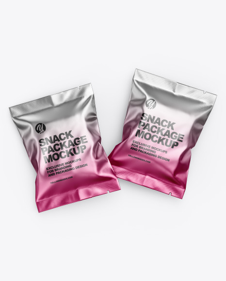Two Matte Metallic Snack Package Mockup