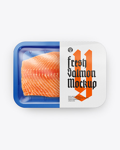 Plastic Tray With Salmon Fillet Mockup