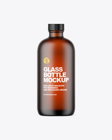Frosted Amber Glass Bottle Mockup