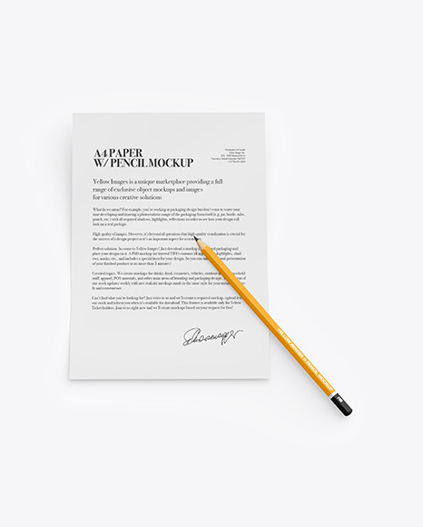 Paper With Pencil Mockup