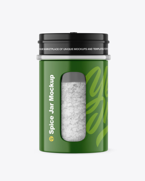 Glossy Spice Jar w/ Salt Mockup