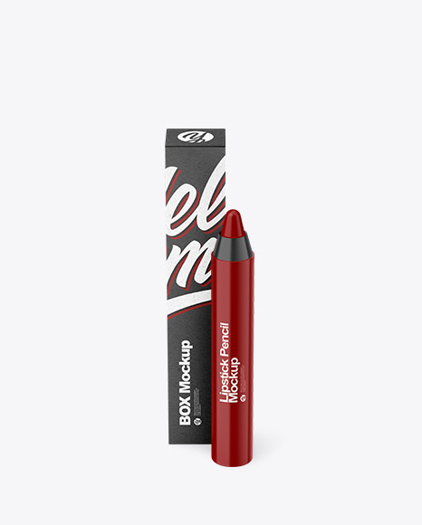 Lipstick Pencil with Kraft Paper Box Mockup