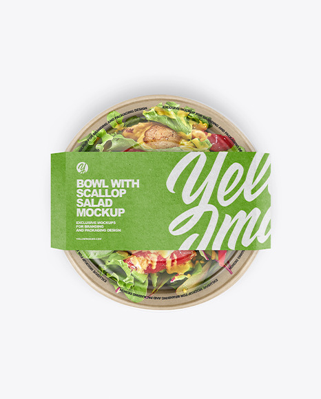 Paper Bowl With Scallop Salad Mockup