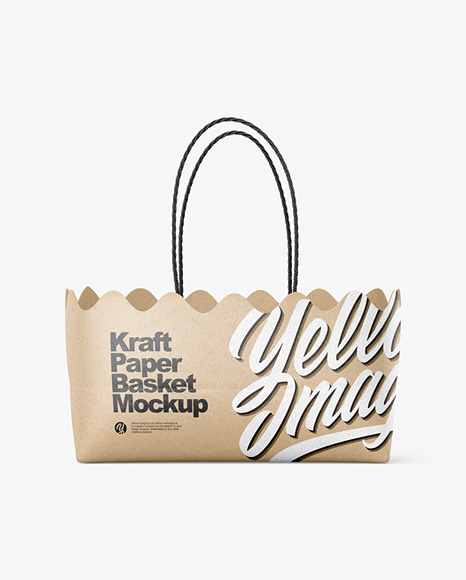 Kraft Paper Basket with Handles Mockup