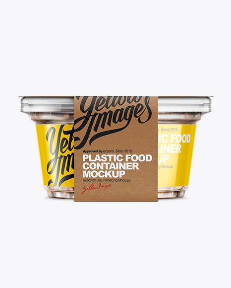 200g Clear Plastic Food Container w/ Walnuts Mockup