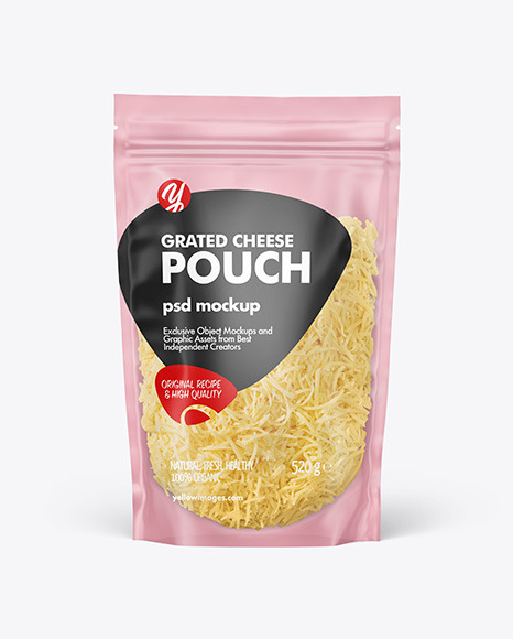 Frosted Plastic Pouch w/ Grated Cheese Mockup