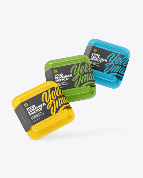 Three Glossy Food Container Mockup