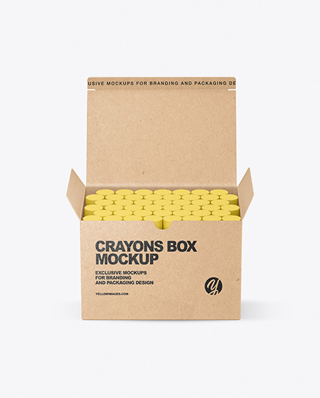 Kraft Paper Box with Crayons Mockup